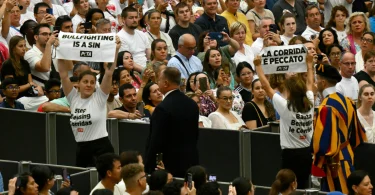 Protesta de activistas en el Vaticano